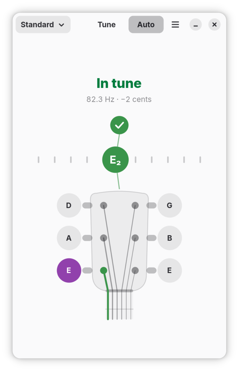 A low E coming into tune.